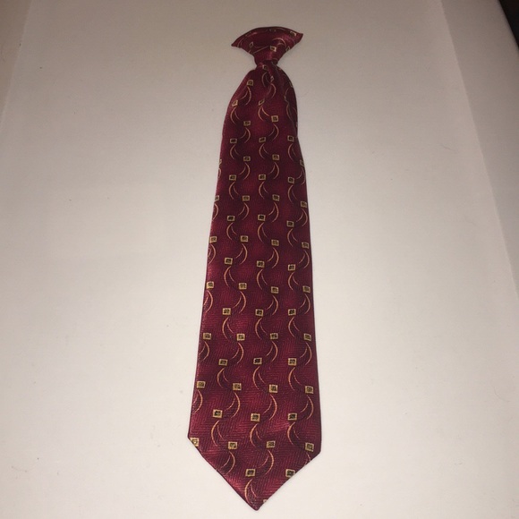 Red and Gold Patterned Boy’s Clip On Necktie - Picture 2 of 6